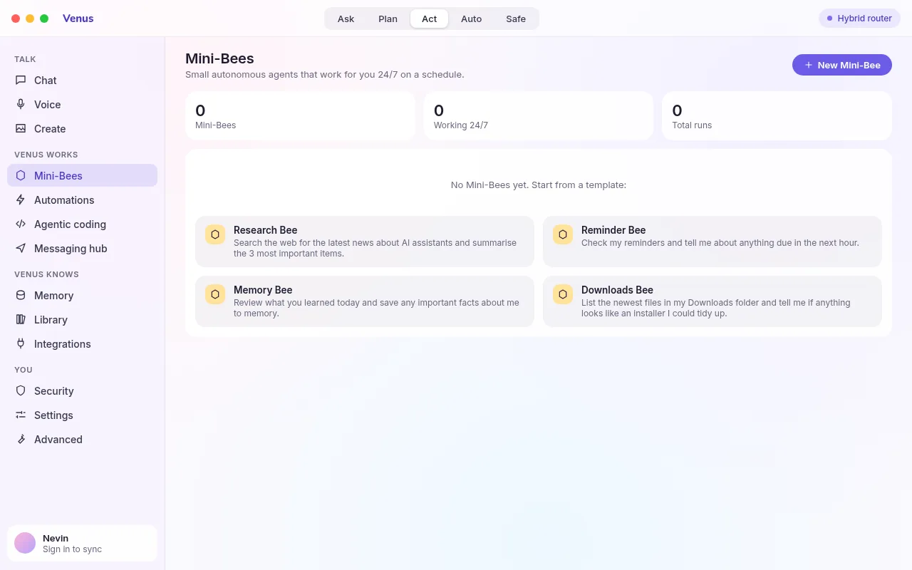 The Mini-Bees page